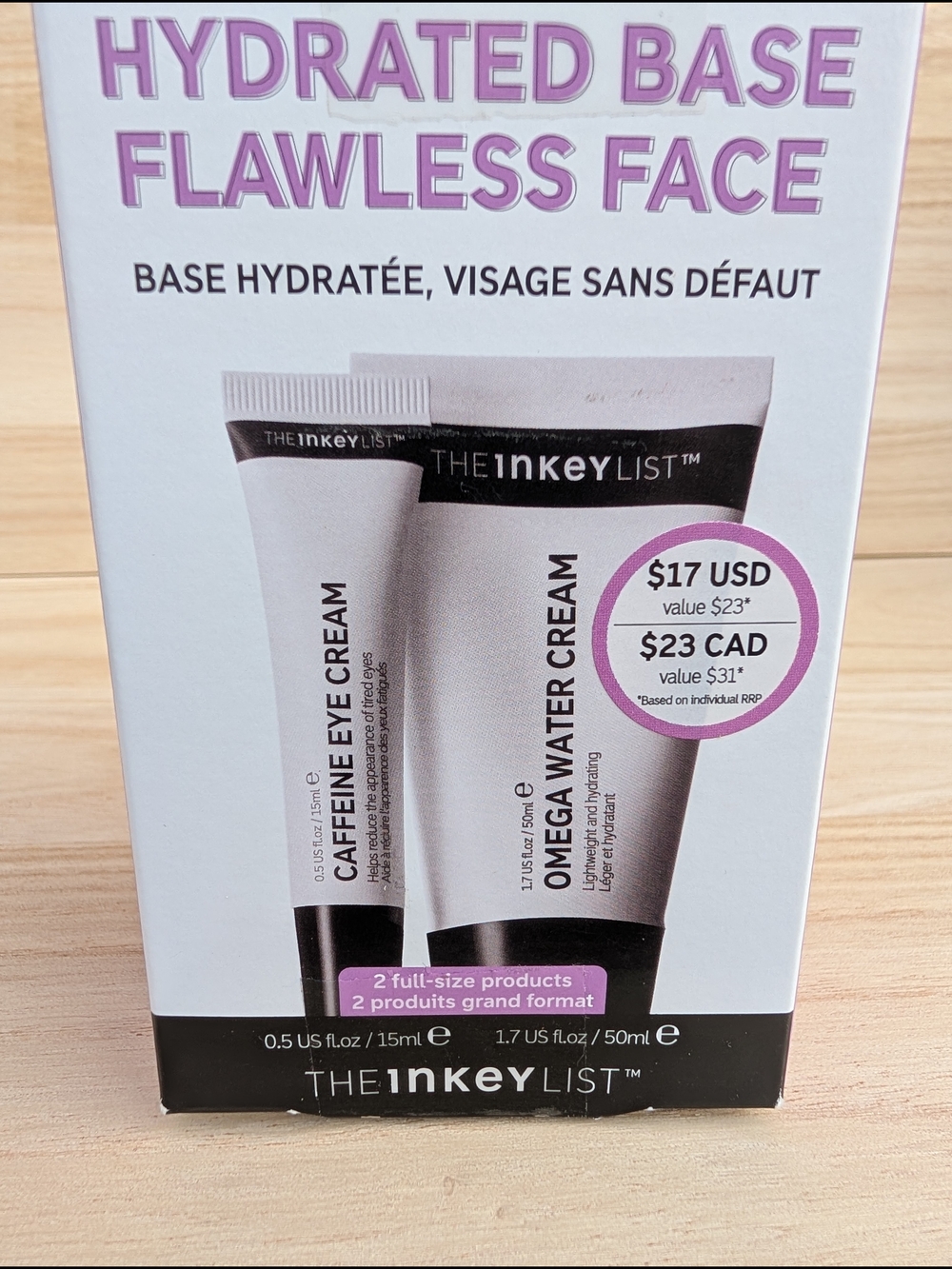 The Inkey List Hydrated Base New Caffeine Eye Cream Omega Water Cream Set Duo N